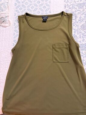 Anne Taylor  Olive Green Sleeveless Pocket Tank Top